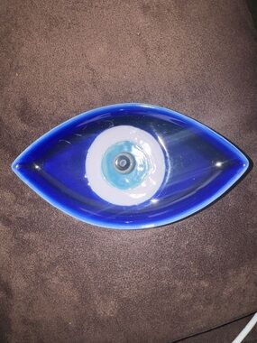 Blue Glass Evil Eye Decorative Incense Holder - Home Art